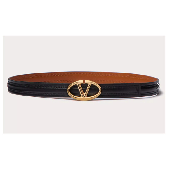 Valentino Garavani Accessories - Valentino Garavani The Bold Edition VLOGO 20mm Calfskin Leather Black Belt